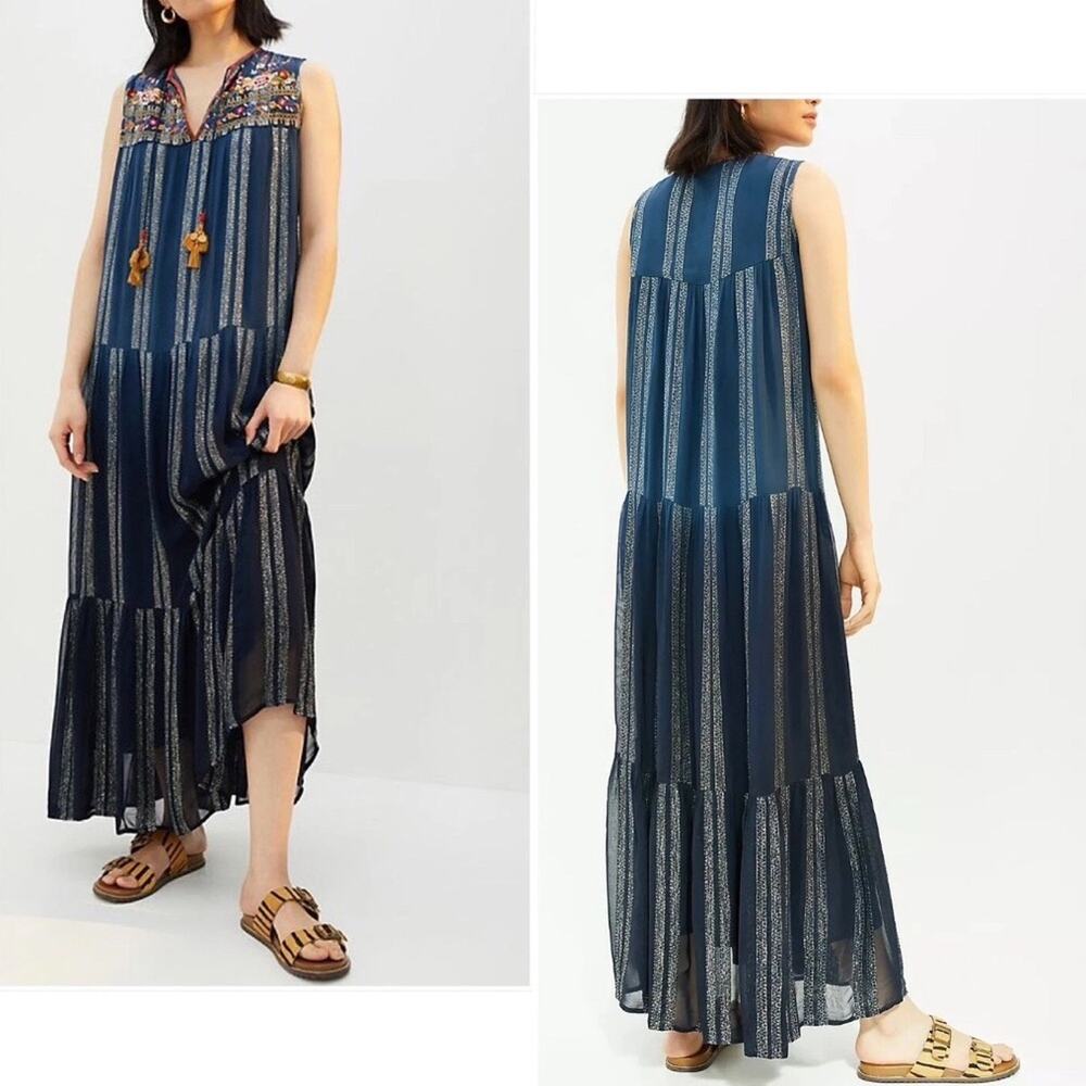 NWT Anthropologie Verb by Pallavi
Singhee Shimmering Embroidered
Robe Maxi Dress
